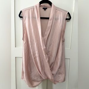 Ann Taylor Light Pink Crinkle Wrap Top